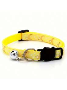 5pcs Random Star & Moon Pattern Pet Collar With Bell, Adjustable Dog Collar With Buckle Pet Accessories - Multicolor - View 7