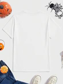 Manfinity Homme Fashionable Casual Young Relaxed Heart & Spider Print Standard Fit Crew Neck Short Sleeve T-Shirt For Men, Suitable For Holidays, Dates, Parties, Couple Matching, Great Gift For Boyfriend/Husband