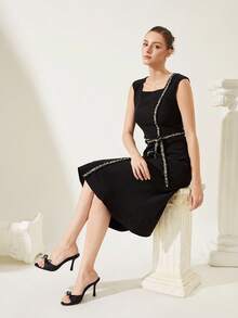 CUCCOO CHICEST Women's Black PU Mule Pumps With Heart Charm, Pointed Toe High Heels - Black - View 8