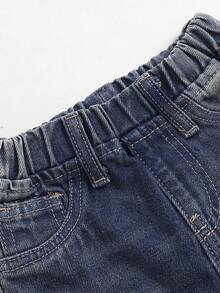 SHEIN Toddler Boys' Retro Blue Denim Ripped Straight Leg Jeans - Dark Wash - View 4