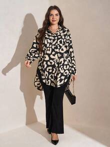 SHEIN LUNE Cộng với nút in phía trước áo sơ mi - Nhiều màu - Xem 5