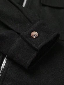 Manfinity Homme Giacca casual da uomo a maniche lunghe, stile corto, tinta unita, adatta per autunno, inverno e primavera, stile "Old Money" - nero - Visualizzare 8