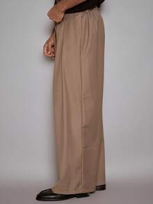 Musero Men Extra Pleated Tailored Trouser Pants Fall/SPRING SUMMER Clothes - Coffee Brown - View 3