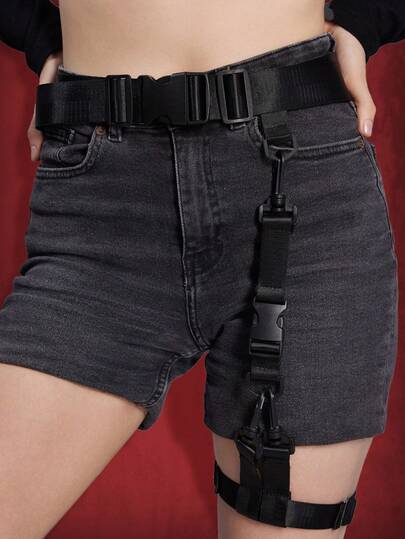 2pcs Studded Decor Detachable Release Buckle Harness Belt Sexy