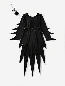 2件套女士万圣节风格连衣裙和腰带套装 - 黑色 - 查看 6