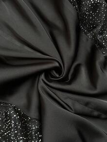 Roveilla Große Größen Patchwork Quadrat Ausschnitt Laternärmel Party Kleid