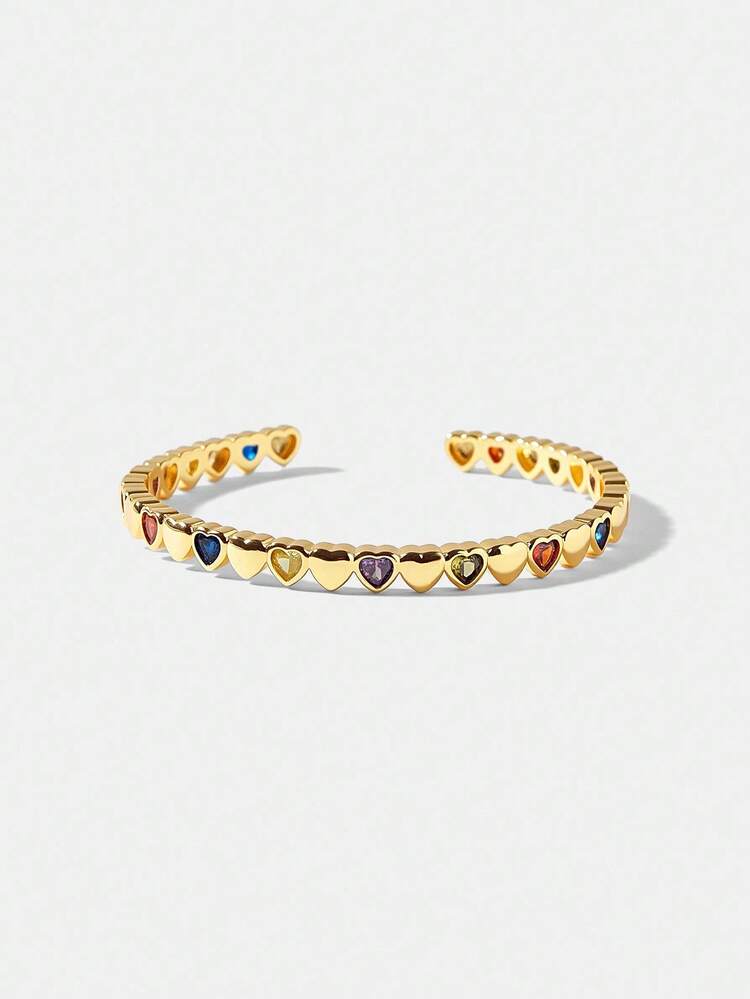 18K GOLD PLATED COLORFUL HEART BRACELET FOR WOMEN