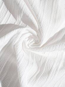 Comfylo Winter Clothes Textured Casual Plus Size Solid Color Summer Long Sleeve Blouse Shirt - White - View 6