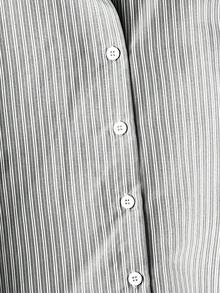 Franclia 女式条纹落肩长袖单排扣休闲宽松衬衫 - 灰色 - 查看 4