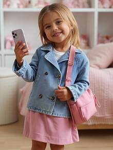 Young Girls Casual Denim Jeans, Light Blue, Loose & Comfortable Cotton Denim, Suitable For School, Commuting, Daily Wear Fall Winter