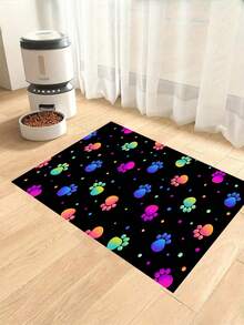 1 pièce Tapis d'alimentation pour animaux de compagnie avec imprimé de patte coloré, tapis de bol à nourriture pour chien/chat à haute absorbance et séchage rapide, tapis de propreté pour animaux de compagnie facile à nettoyer avec un dos en caoutchouc antidérapant, convient pour toutes les saisons, tapis de cage pour animaux de compagnie - Multicolore - Voir 3
