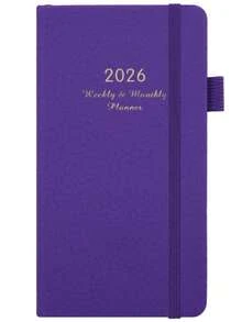 袖珍日历 - 小巧的月度计划本，可放入钱包，PU皮革硬面封面，学习用品，返校季 - 彩色 - 查看 8