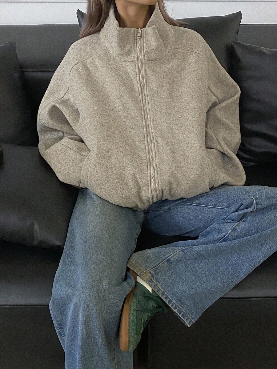 Livesso Women's Loose Fit Zip-Up Jacket, Autumn