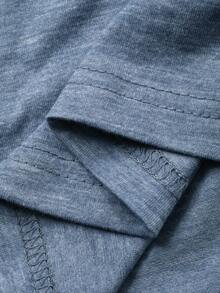 DAZY 字母印花开衩宽松长款睡裙，女士睡衣，舒适保暖，秋冬款，宽松睡裙 - 藍色 - 查看 8