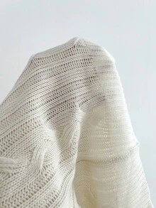 Elamini 休闲纯色露肩修身迷你针织连衣裙，秋冬 - 杏色 - 查看 7