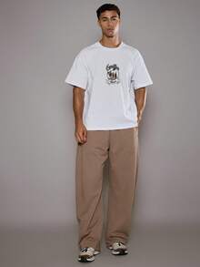 Musero 男士超大中央图案短袖T恤夏季服装秋季