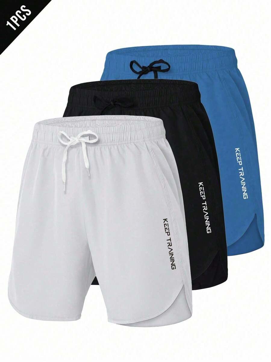 Manfinity Sport Corelite Shorts esportivos com cadarço e estampa de letras casuais masculinos