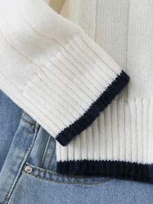 SHEIN Boys' Collegiate Style Knitted Long Sleeve Sweater, Autumn/Winter Fall