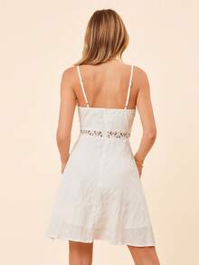 Coeurva Guipure Lace Insert Cami Dress - White - View 5