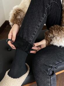 DAZY Women's High Waist Skinny Jeans, Stretchy Slim Fit Thermal Lined Denim Pants For Autumn/Winter Thermal Lined - Dark Grey - View 10