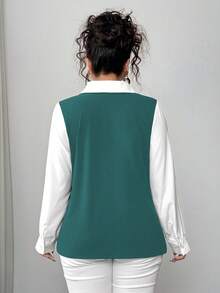 Elenzga Camicia elegante da donna, casual e semplice, di moda versatile e comoda, con collo a camicia, manica lunga, design regular, colore bianco e nero, adatta per primavera, estate e autunno, taglie comode