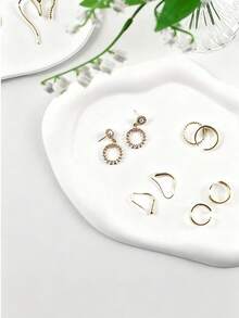 1 pieza Molde de silicona ovalado asimétrico, molde de resina cristalina, superficie espejada, bandeja en forma de nube asimétrica, molde de silicona, decoración del hogar, de vuelta a la escuela.