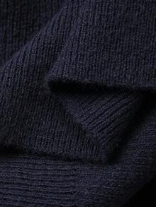 DAZY 2件套女士刺绣连帽开衫和裤子针织毛衣套装，秋季 - 藏蓝色 - 查看 7