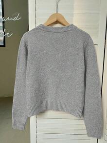 Franclia Women's Minimalist Versatile Elegant Cardigan - Grey - View 2