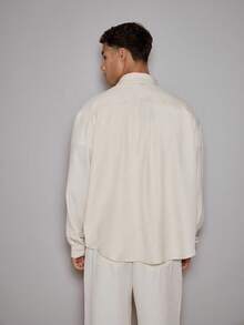 SHEIN X Scheana Musero Men Oversized Long Sleeved Linen Shirt Only Spring Summer Vacation Easter - Apricot - View 3