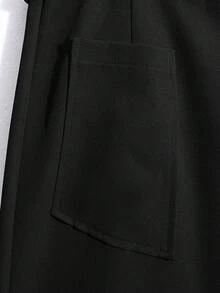 GlowEve 女式优雅口袋装饰高腰阔腿裤 - 黑色 - 查看 7