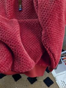 Qadelle 25件装高端小众毛绒保暖内衬卫衣，秋冬季 - 酒紅色 - 查看 3