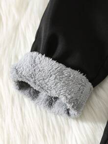 TaviRue Young Boys Casual Plain Straight Fit Thermal Lined Pants For School, Garden, Birthday, Fall, Halloween, Christmas, Thanksgiving, Autumn Winter Season Girls Winter Pantsgirls Thermal Lined Pants - Black - View 3