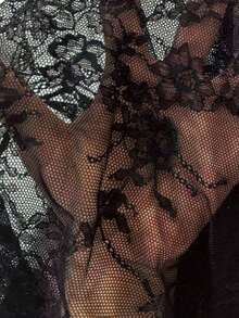 BamGleam 女士时尚性感蕾丝拼布PU紧身裤 - 黑色 - 查看 4