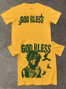 Manfinity EMRG Men's Letter & Figure Print Round Neck Casual Loose T-Shirt