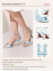 CUCCOO CHICEST Pink Sandals With Round Toe High Heel And Ankle Strap For Women - Blue - View 13