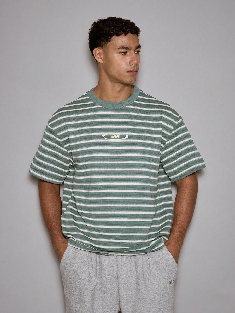 Musero 短袖圆领撞色条纹T恤，品牌Logo细节，春夏款