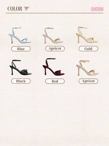 CUCCOO CHICEST Pink Sandals With Round Toe High Heel And Ankle Strap For Women - Blue - View 14