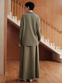 Bộ 2 váy sơ mi Uhlyne Minimalist chất liệu cotton thoải mái, thiết kế thanh lịch, dễ mặc, có túi, phù hợp mặc đi làm/đi chơi/đi nhà thờ cho nữ - màu xanh lá - Xem 5