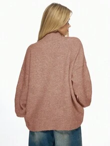 MISSGUIDED Cardigan tricoté à boutons surdimensionnés avec boutons ornés de dorure, manches lanternes, pull douillet pour l'hiver et l'automne, ourlet côtelé épais avec détail de poche