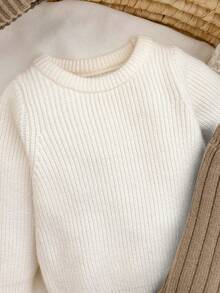 SHEIN Newborn Baby Girl Cute Versatile Knitted Bib Jumpsuit, Apricot Top & Hat Set