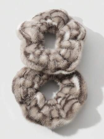 Kawaii 2pcs/Set Chic Vintage Leopard Print Fluffy Scrunchies, Korean Style & Sophisticated, Suitable For Women Daily Wear, Holiday Gift Hair Ties Ponytail Holders Hair Elastics Hair Rope