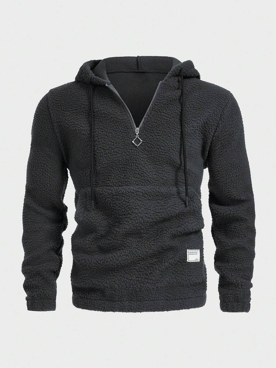 HIMLAND Men's Casual Knitted Sherpa Lined Slim Fit Hoodie, Suitable For Everyday Wear Men Sweater Hoodie Mens Hoodies Casual Mens Hoodies Pullovers Hoodie Zipper Mens Hoodie Men Hoodies Pullovers Hoody For Men