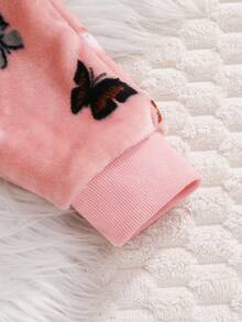 SHEIN Playful Pals 女婴秋季新款抓绒连帽卫衣+抽绳休闲裤套装，2件套，可爱蝴蝶结印花，适合居家、通勤、上学等场合。 - 彩色 - 查看 6