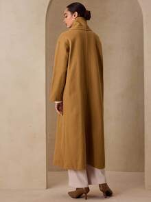 Graceveil Elegant Dropped Shoulder Overcoat With Scarf, Fashion & Chic For Autumn/Winter Wrap Coat Long Coat Women Outerwear Long Coats For Women Overcoat - Khaki - View 3