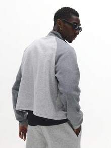 Áo khoác thể thao dáng ngắn SUMWON có khóa kéo toàn thân, cổ cao, tay raglan thể thao, kiểu dáng đường phố, thích hợp mặc ở nhà. Màu trơn. - Xám - Xem 2