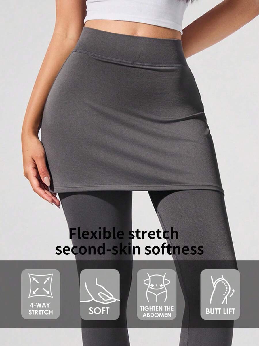 Fluxe High Waist Tummy Control Yoga Pants, Squat Proof Booty Lifting Leggings - Grey - View 1