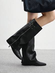 CUCCOO BIZCHIC 女士休闲舒适平底及膝靴 - 黑色 - 查看 2