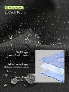 OutZeal 女士滑雪服冲锋衣保暖冬季滑雪露营绗缝内衬防风防水户外夹克带拉链口袋 - 黑色 - 查看 7