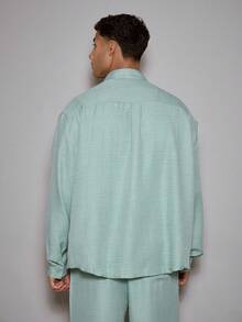 Musero Oversized Long Sleeved Linen Shirt Only Spring Summer Vacation Easter - Mint Green - View 3