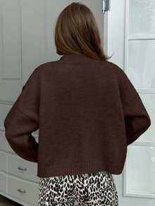 Damen weiche, warme und gemütliche Rundhalskardigan mit Knopfverschluss, 2 Taschen, Drop-Shoulder, ideal für kühle Tage